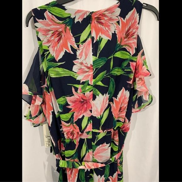 NWT $178 Eliza J Floral Chiffon Cold Shoulder Maxi Dress [‎ SZ 18W ] - Picture 7 of 8